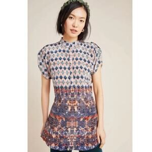 NWT Anthropologie Bhanuni by Jyoti Azalea Silky Patterned Tunic Top size XS